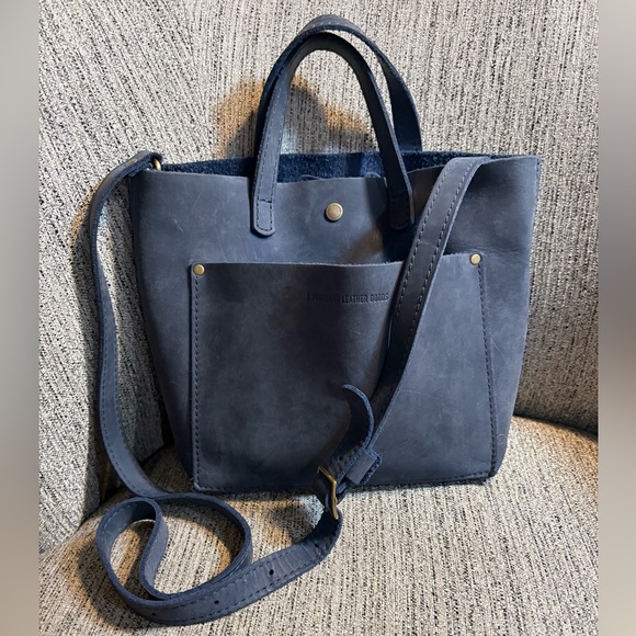 Portland Leather Crossbody Tote - Medium - Deep Water color - Picture 5 of 7